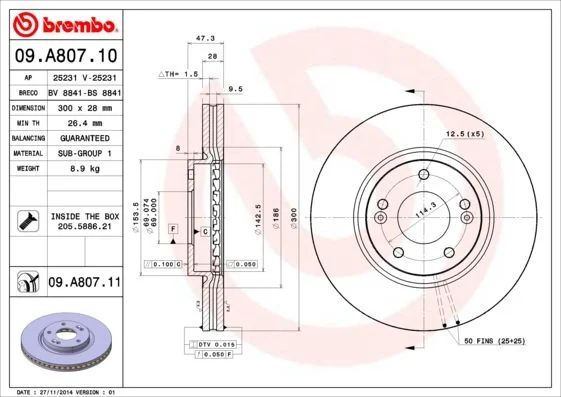 Disco de Travão BREMBO 09.A807.11