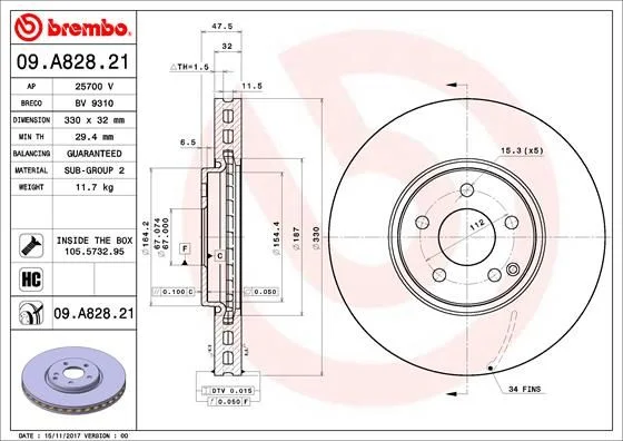 Disco de Travão BREMBO 09.A828.21