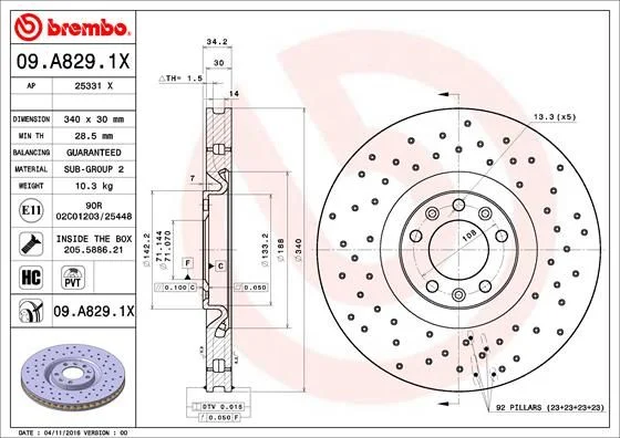 Disco de Travão BREMBO 09.A829.1X