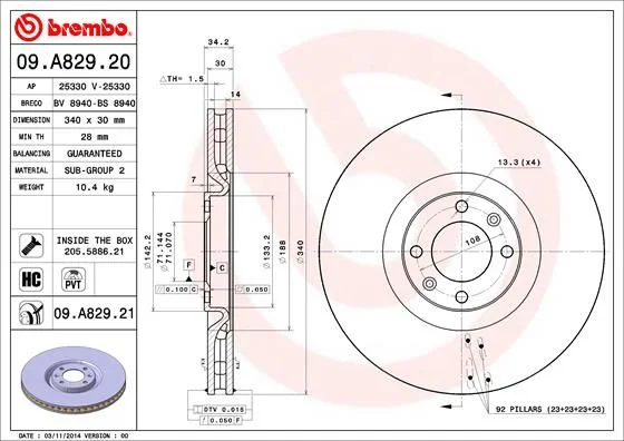 Brake Disc BREMBO 09.A829.21