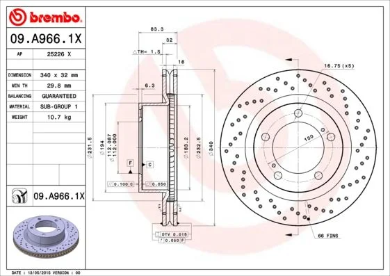Brake Disc BREMBO 09.A966.1X