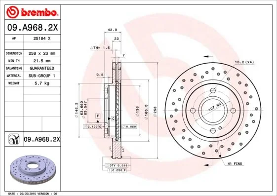 Disco de Travão BREMBO 09.A968.2X