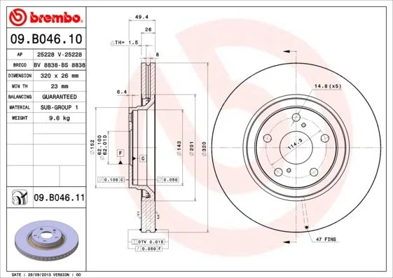Disco de Travão BREMBO 09.B046.11
