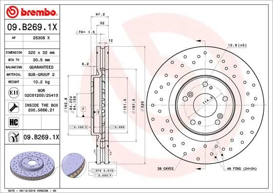 Disco de Travão BREMBO 09.B269.1X