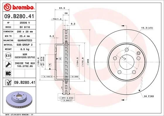 Disco de Travão BREMBO 09.B280.41