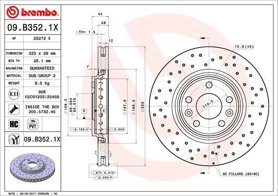 Brake Disc BREMBO 09.B352.1X