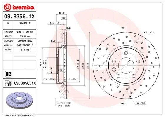 Brake Disc BREMBO 09.B356.1X