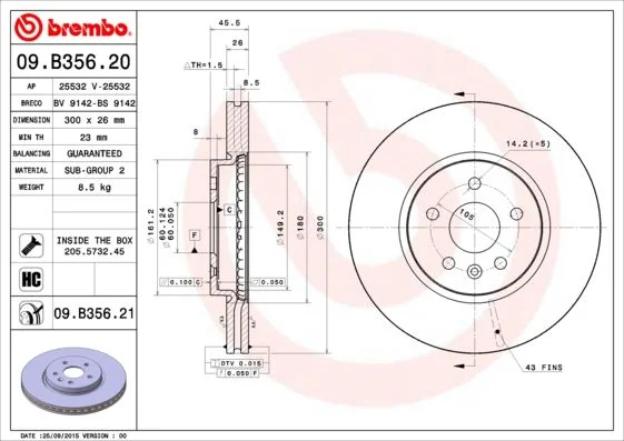 Disco de Travão BREMBO 09.B356.21