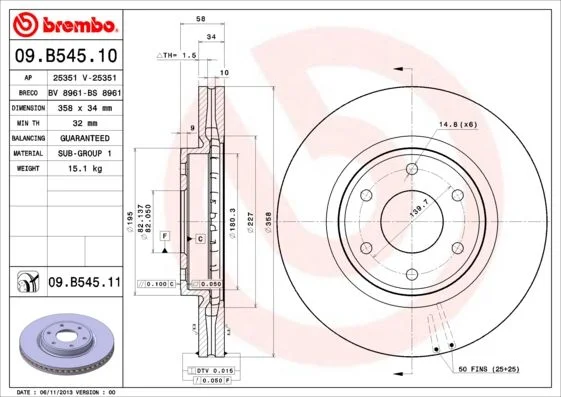 Disco de Travão BREMBO 09.B545.11