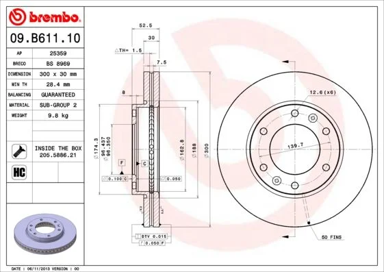 Disco de Travão BREMBO 09.B611.10