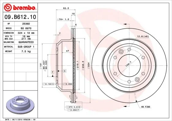Disco de Travão BREMBO 09.B612.10