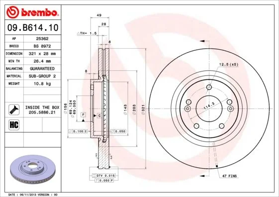 Disco de Travão BREMBO 09.B614.10