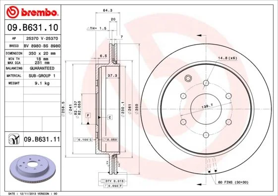 Disco de Travão BREMBO 09.B631.11