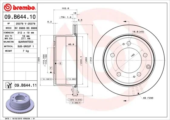 Brake Disc BREMBO 09.B644.11