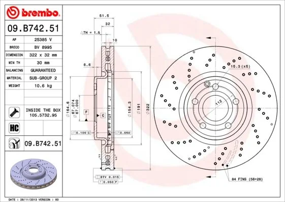Disco de Travão BREMBO 09.B742.51