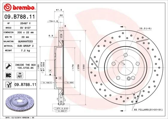 Disco de Travão BREMBO 09.B788.11