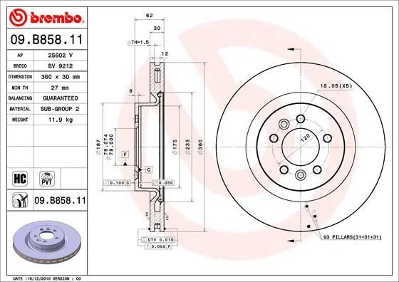 Brake Disc BREMBO 09.B858.11