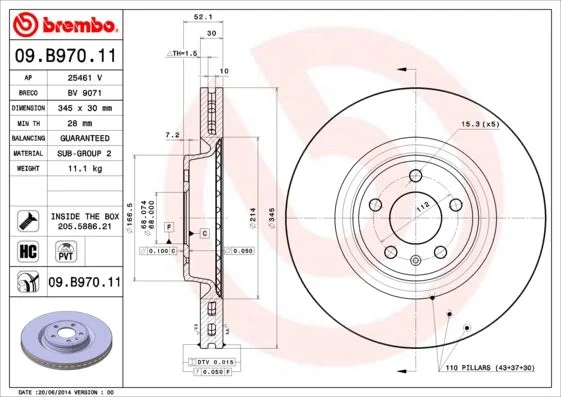 Brake Disc BREMBO 09.B970.11