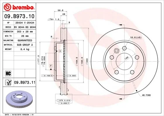 Disco de Travão BREMBO 09.B973.11