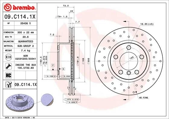 Brake Disc BREMBO 09.C114.1X