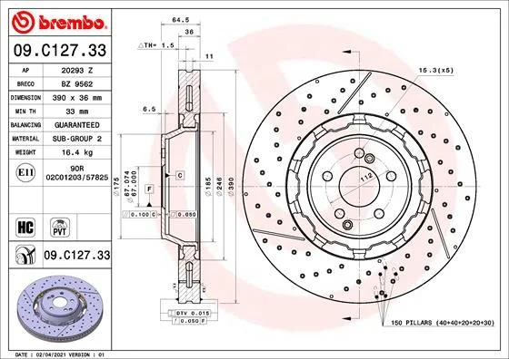 Brake Disc BREMBO 09.C127.33