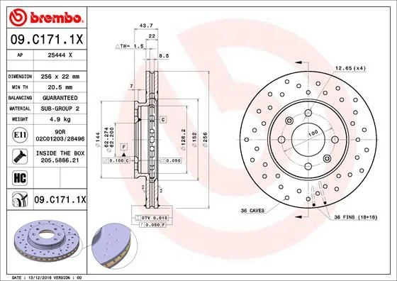 Disco de Travão BREMBO 09.C171.1X