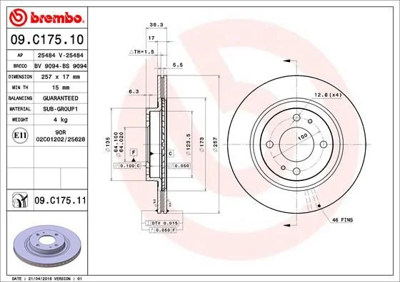 82 BREMBO 09.C175.11