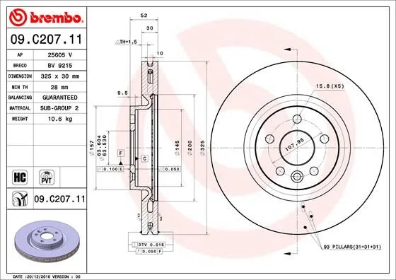 Disco de Travão BREMBO 09.C207.11