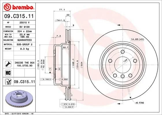 Disco de Travão BREMBO 09.C315.11