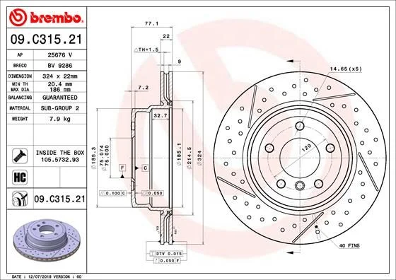 Disco de Travão BREMBO 09.C315.21