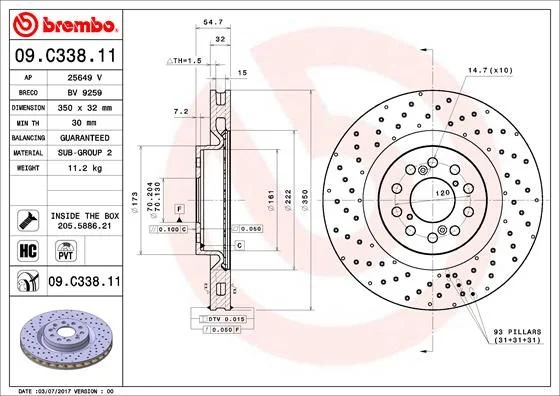 Brake Disc BREMBO 09.C338.11