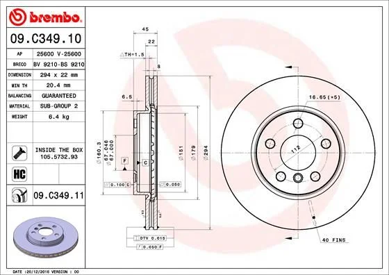 Disco de Travão BREMBO 09.C349.11