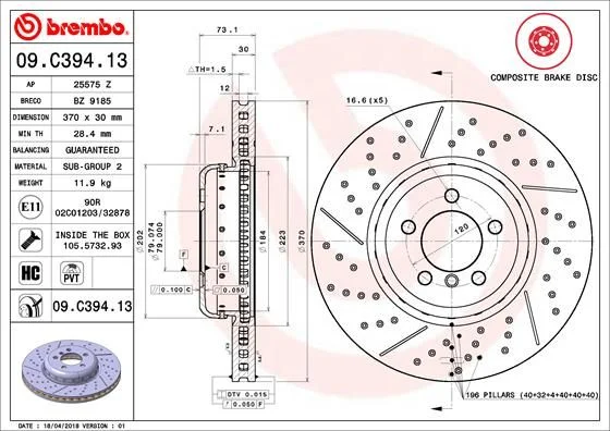 Brake Disc BREMBO 09.C394.13