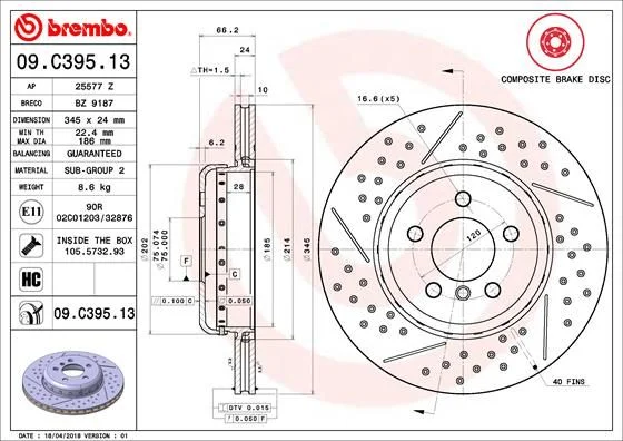 Brake Disc BREMBO 09.C395.13