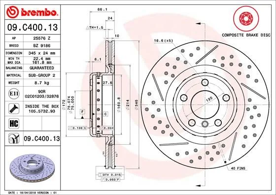 Brake Disc BREMBO 09.C400.13