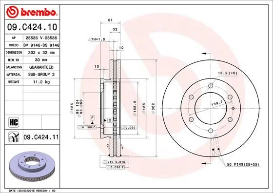 Brake Disc BREMBO 09.C424.11