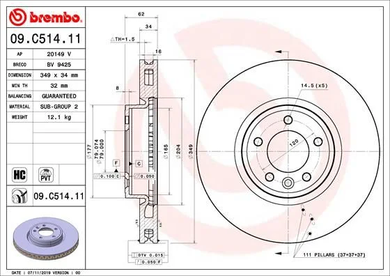 Disco de Travão BREMBO 09.C514.11