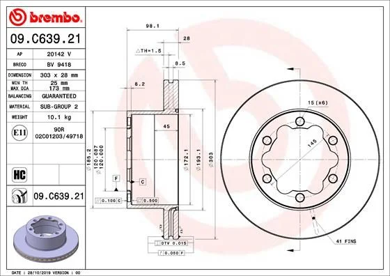 Disco de Travão BREMBO 09.C639.21