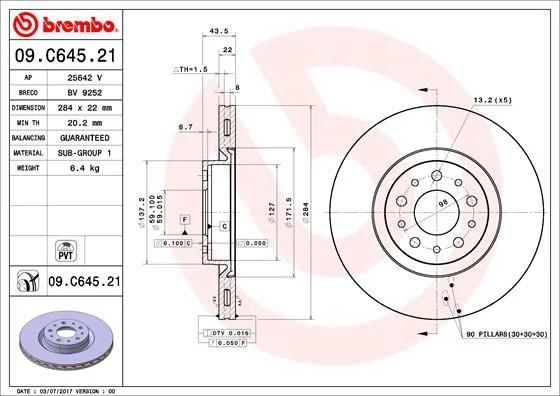 Brake Disc BREMBO 09.C645.21