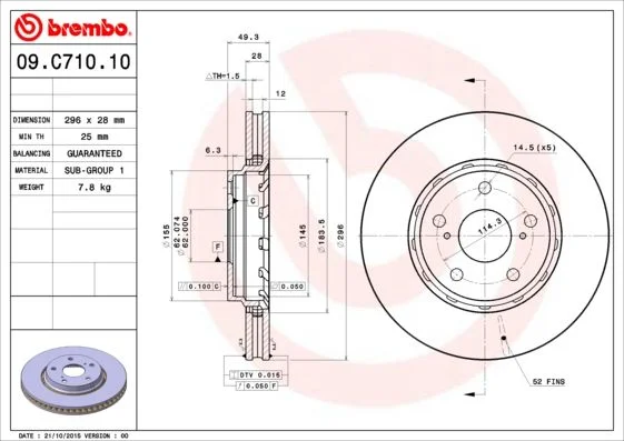 Brake Disc BREMBO 09.C710.11