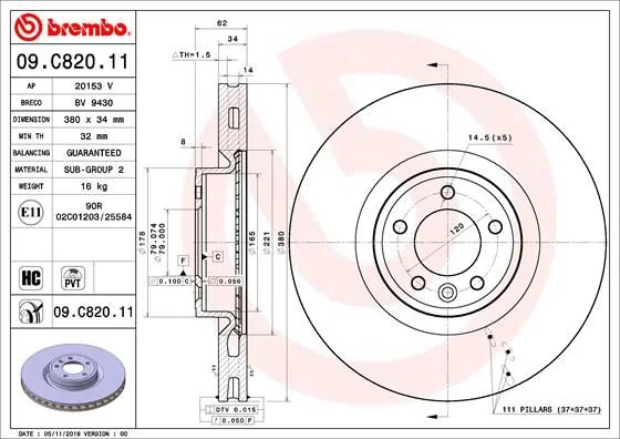 Brake Disc BREMBO 09.C820.11