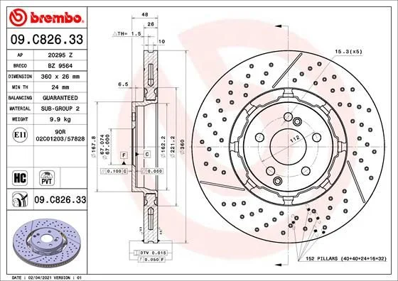 Brake Disc BREMBO 09.C826.33
