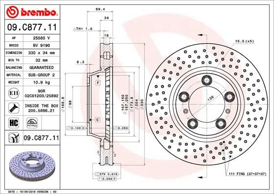 Brake Disc BREMBO 09.C877.11