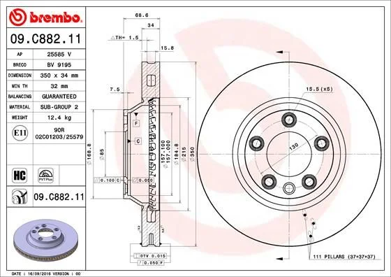 Brake Disc BREMBO 09.C882.11