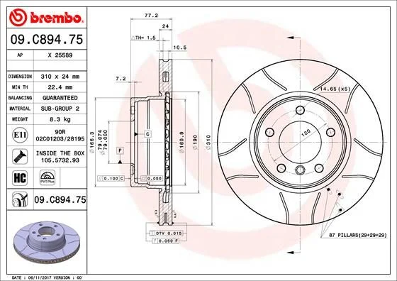 Disco de Travão BREMBO 09.C894.75