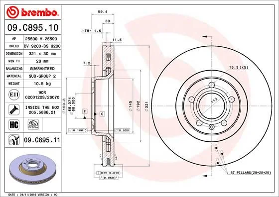Disco de Travão BREMBO 09.C895.11