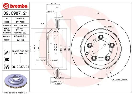 Brake Disc BREMBO 09.C987.21