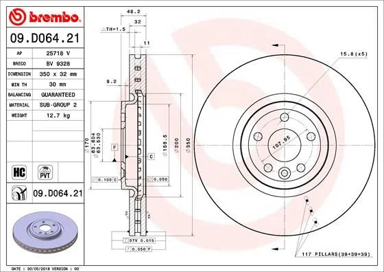 Brake Disc BREMBO 09.D064.21