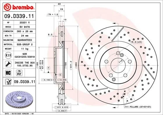 Brake Disc BREMBO 09.D339.11