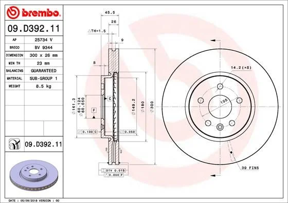 Disco de Travão BREMBO 09.D392.11